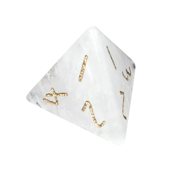 White Quartz Crystal Dice Hand-Carved Gemstone Dice D4 D6 D8 D10 D12 D20 Percentile or 7PCS Polyhedral Set for DnD & Tabletop RPG