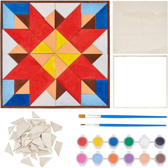 DIY Barn Quilt Painting Kit Unfinished Wood Barn Quilt Kit Barn Quilt Square Wooden Sign Abstract Geometric Wood Panels Modern Art Bohemian Wall Decor