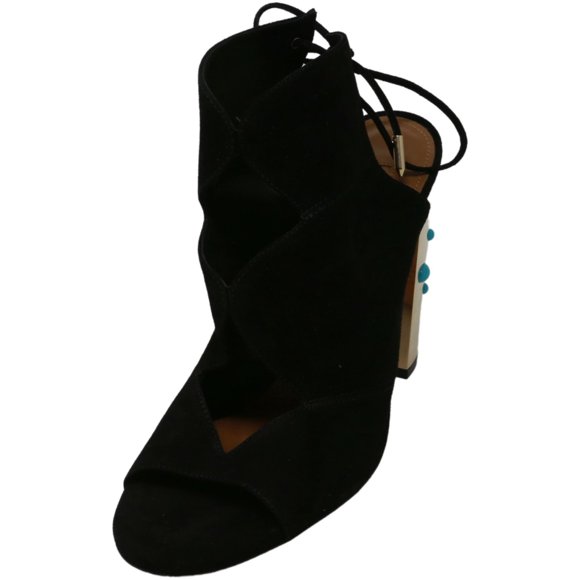 Aquazzura Firenze Women's Pasadena Sun Sandal Black Leather Pump - 7 M