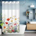 thumbnail image 6 of Watercolor Flower No Hooks Shower Curtain with Snap-in Liner Spring Wildflower Leaf Pink Daisy Plant Shower Curtains for Bathroom, Waterproof, Easy Install, Washable 36"x72", 6 of 9