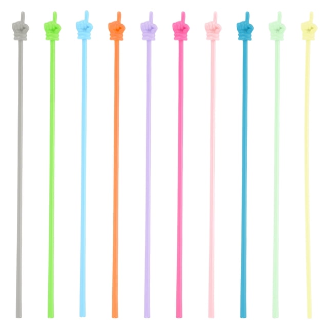 Uxcell Teachers Pointer Stick, 10 Pcs Clear Classroom WhiteBoard Teacher Hand Finger Mini Pointer, 10 Colors Style 2