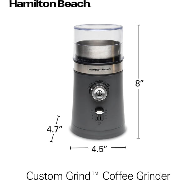 Electric Coffee Grinder for Beans, Spices and More, with Multiple Grind Settings for up to 14 Cups, Removable Stainless Steel Chamber, Grey (80396C), 10 oz