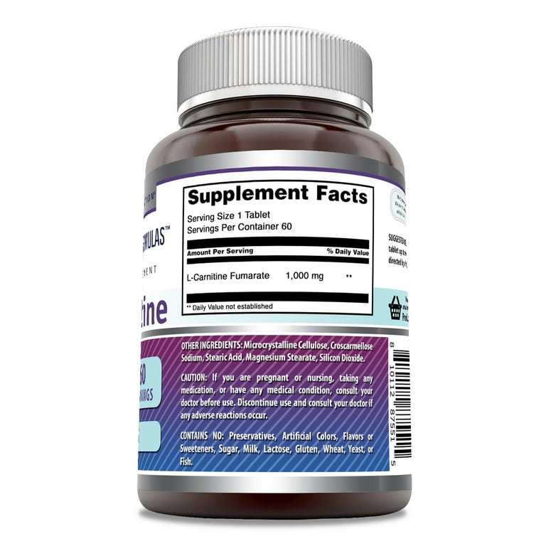 amino usa l carnitine Amazing Formulas L-Carnitine Fumarate 1000Mg 60 Tablets Supplement | Amino  Acid Supplement for Men & Women | Non-GMO | Gluten Free