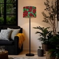 thumbnail image 5 of 2pcs Set Drum Lampshades (13"x 13"x 10"), Vintage Red Roses Turquoise Detailed Linework Fabric Large Replacement Shades for Table, Floor, and Pendant Lamps, Simple Assembly Needed., 5 of 8