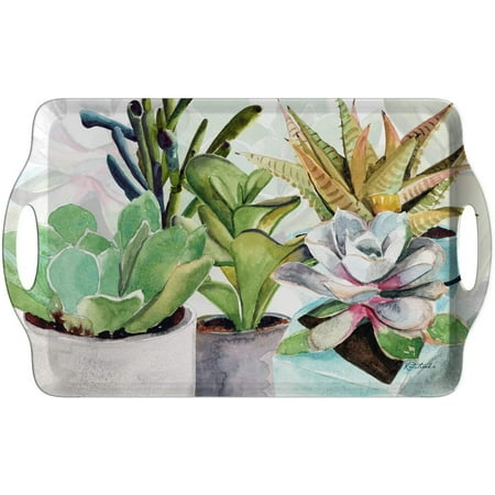 

Pimpernel Succulents Collection Large Handled Tray - 18.9 x 11.6 Inch