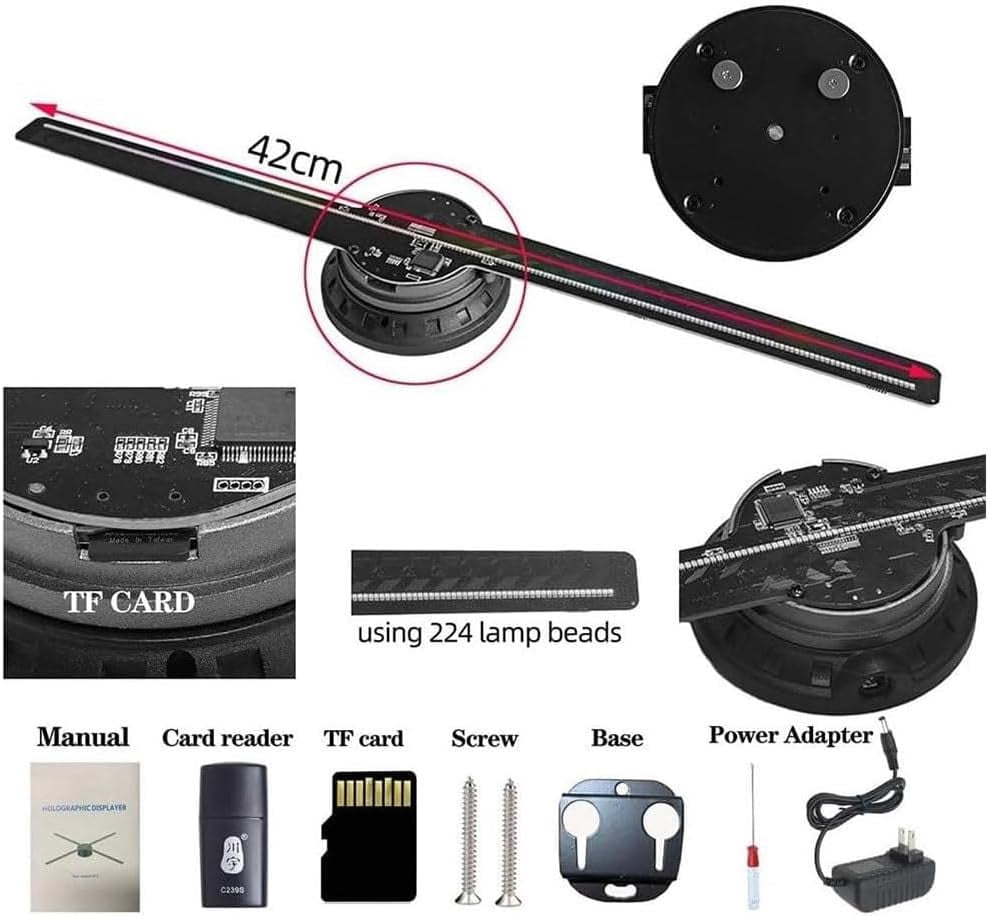 3D Hologram LED Fan Projector, Holographic Christmas Tree, 3D Fan Hologram Projector Christmas Tree, LED Fan Hologram Projector for Shop, Bar, Christmas Halloween Party Advertising Display Events(1pc)