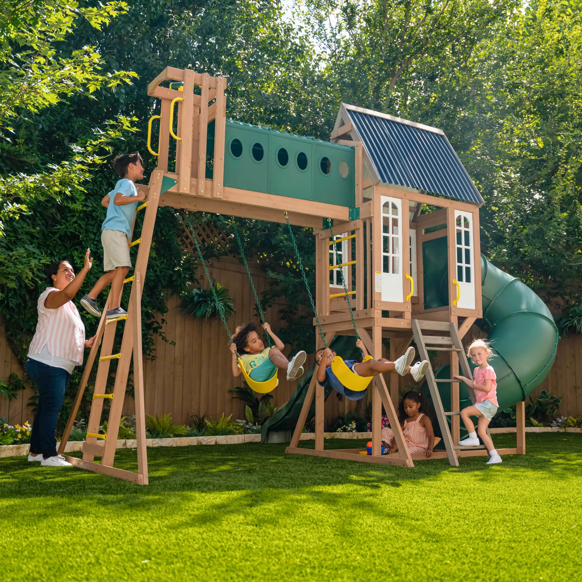 KidKraft Skyway Resort Wooden Outdoor Swing Set