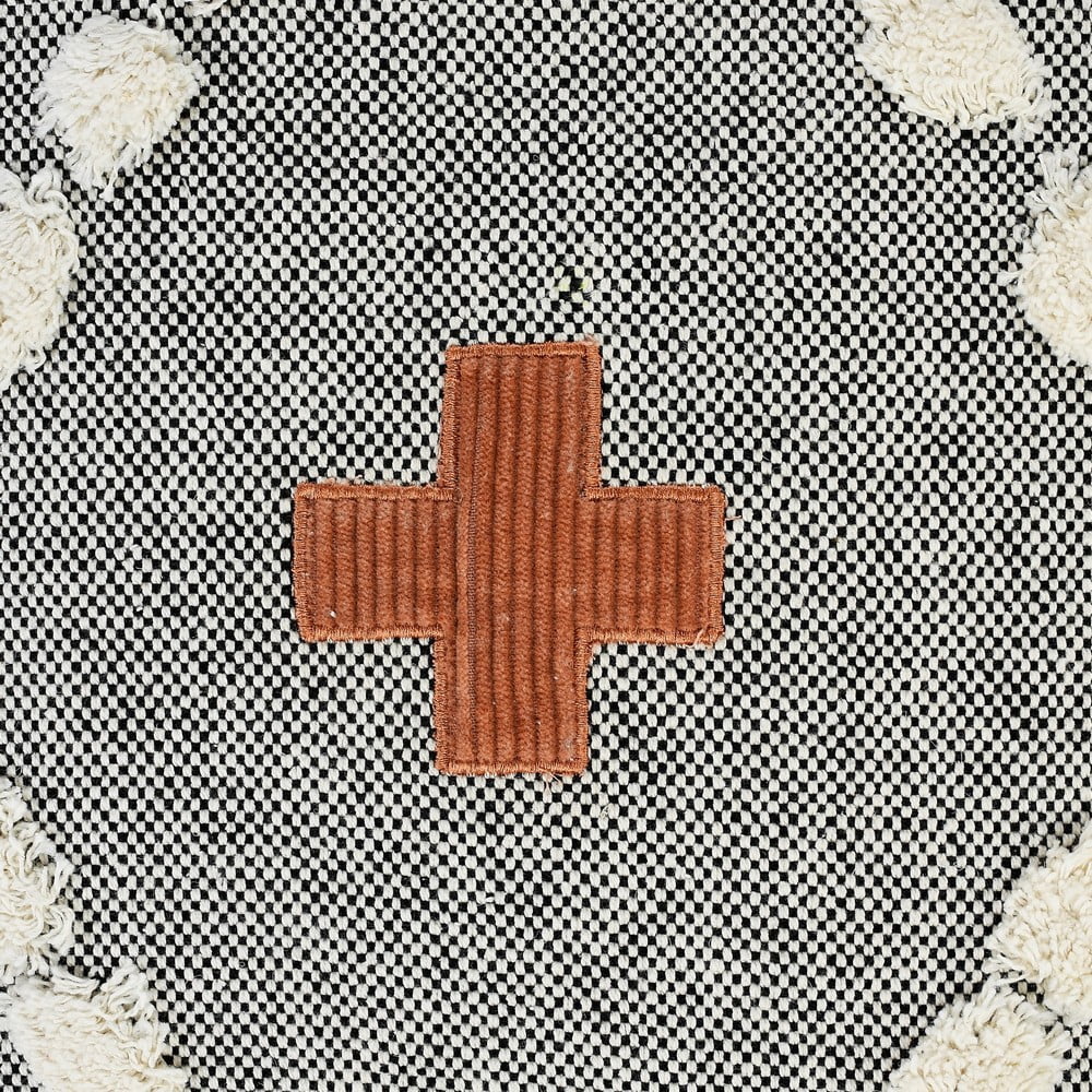 Ox Bay 20" x 20" Hand-stitched Gray/ Orange Geometric Organic Cotton Pillow Cover