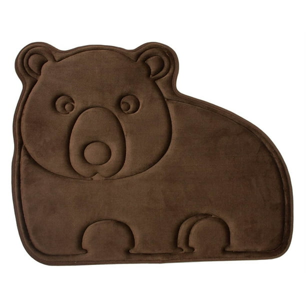 20" x 25" Memory Foam Brown Bear Bath Mat