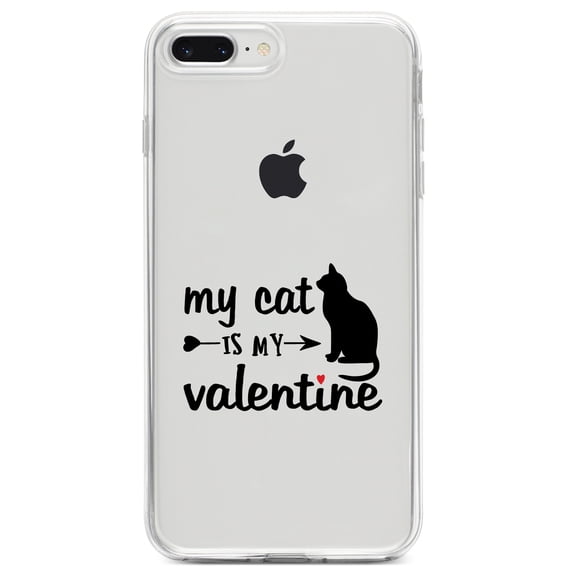DistinctInk Clear Shockproof Hybrid Case for iPhone 7 PLUS / 8 PLUS (5.5" Screen) TPU Bumper Acrylic Back Tempered Glass Screen Protector - My Cat is My Valentine