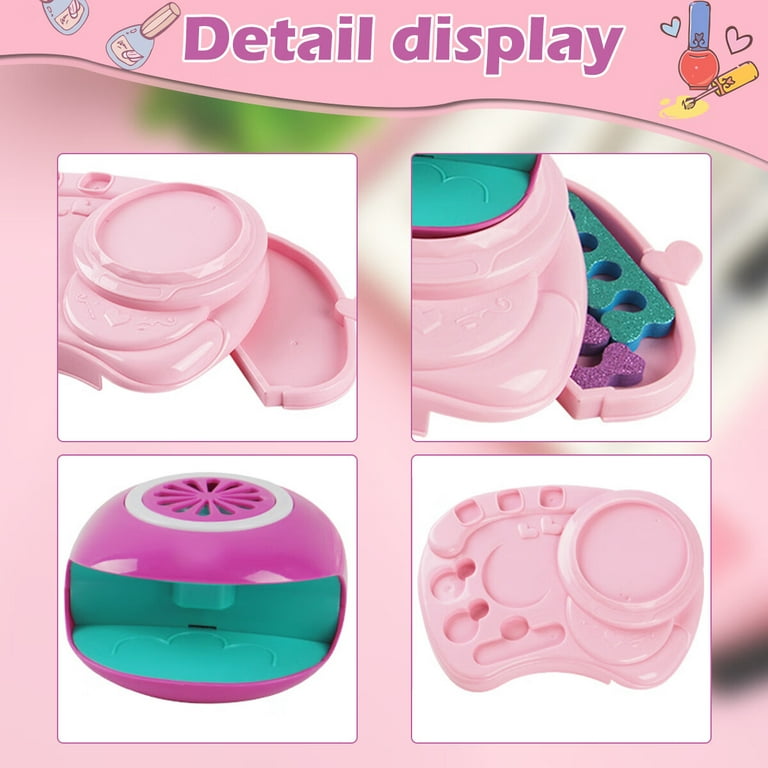 Gegong Children Nail Art Set Little Girl Nail Art Gel Polish Dryer Glitter Powder Pretend Play Toy Set18283c