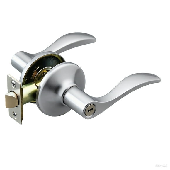 FixtureDisplays® Privacy Door Levers, Matte Nickel Wave Door Lever, Zinc Alloy Bath Door Locks Interior Keyless Locksets for Bedroom or Bathroom 15963-Privacy Door Knock