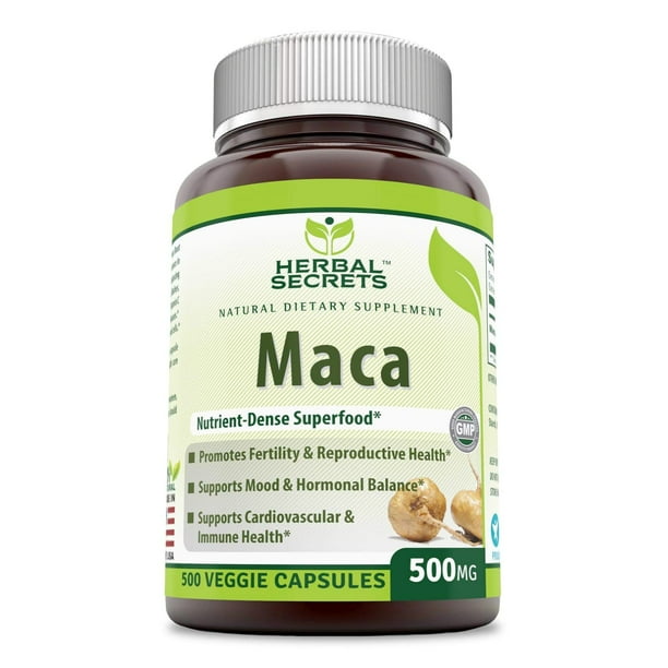 Herbal Secrets Maca Root Capsules 500 Mg 500 Veggie Capsules (NonGMO