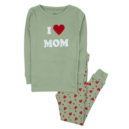 - Leveret Kids Pajamas Boys Girls 2 Piece pjs Set 100% Cotton (I Love Mom, Size 12 Years)