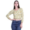 thumbnail image 4 of Moomaya Round Neck Long Sleeve Crop Top Workout Elastic Waist Women Blouses, 4 of 5