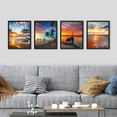 thumbnail image 3 of PixonSign Framed Wall Art Vibrant Sunset Tropical Ocean Beach Horizons Prints, Set of 4 Sea Landscape Wall Decors, Nature Wall Décor, Adhesive Canvas Poster, Modern Home Artwork - 11"x14" Black, 3 of 5