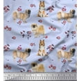 thumbnail image 1 of Soimoi Polyester Crepe Fabric Floral,Sheltie & Pekingese Dog Print Fabric by Yard 42 Inch Wide, 1 of 1