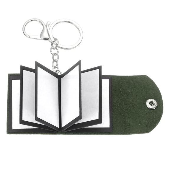 Custom Keychain with Pictures, Personalized Leather Mini Photo Album Keychain with 10 Pictures DIY Small Memory Keyring Book for Family, Dark Green