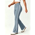 thumbnail image 6 of DENTOYOU Women's Flared Yoga Leggings High Waist Flared Pants Butt Lifting Daily Fitness Sports Leggings Light Blue/White L, 6 of 6