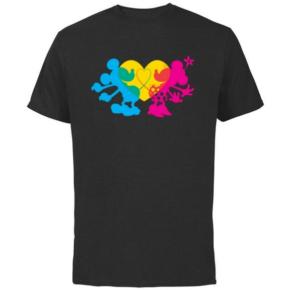 Disney Mickey & Minnie Tail Heart Valentine’s Day - Short Sleeve Cotton T-Shirt for Adults - Customized-Black
