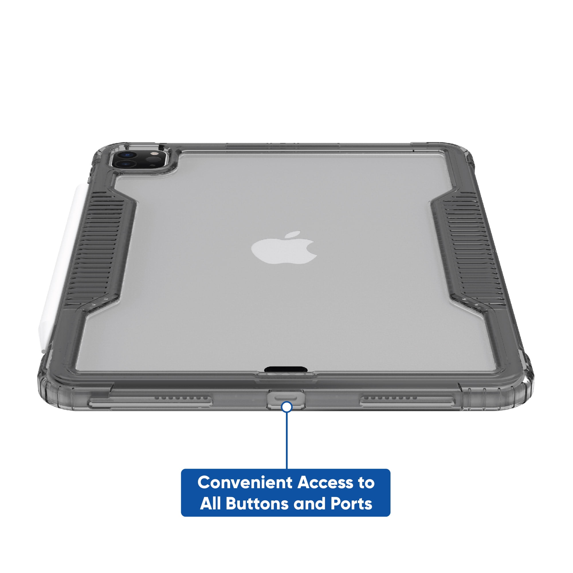 onn. Slim Rugged Tablet Case for iPad Air 11" (M3, M2) / iPad Air (4th, 5th generation), iPad Pro 11" (1st, 2nd, 3rd, 4th generation) - Gray/Clear