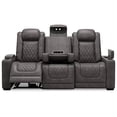 thumbnail image 3 of Ashley Furniture HyllMont Faux Leather Power Reclining Sofa in Charcoal Gray, 3 of 8