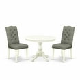 thumbnail image 2 of East West Furniture Hartland 3-piece Wood Dining Set in Linen White/Smoke, 2 of 9