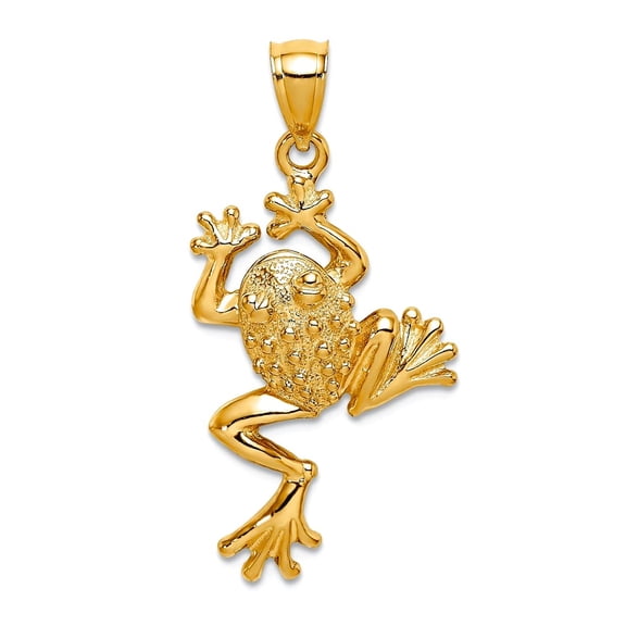 14k Gold Frog With and High Polish Legs Charm 32.4x19.9mm Wide Pendant Necklace for Women