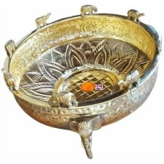 brass urli bowl with elephants on top and elephant legs bowl for home décor/ gift item