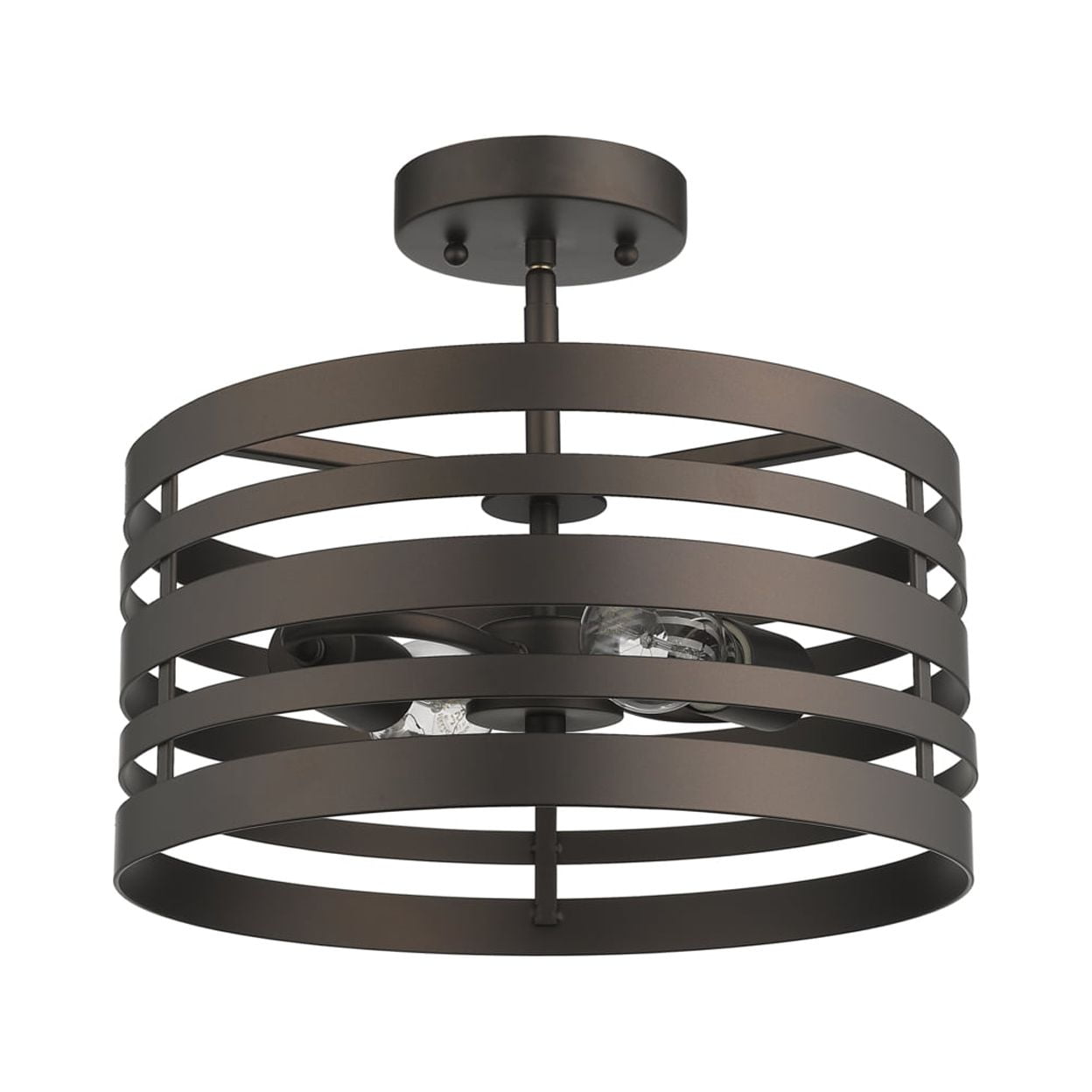 CHLOE Paisley Farmhouse 2 Light Rubbed Bronze Semi-flush Ceiling Fixture 13"