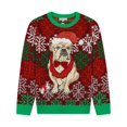 thumbnail image 2 of Holiday Hype Men's Festive Ugly Christmas Holiday Party Pull Over Sweater, Merry Bulldog, Large, 2 of 3