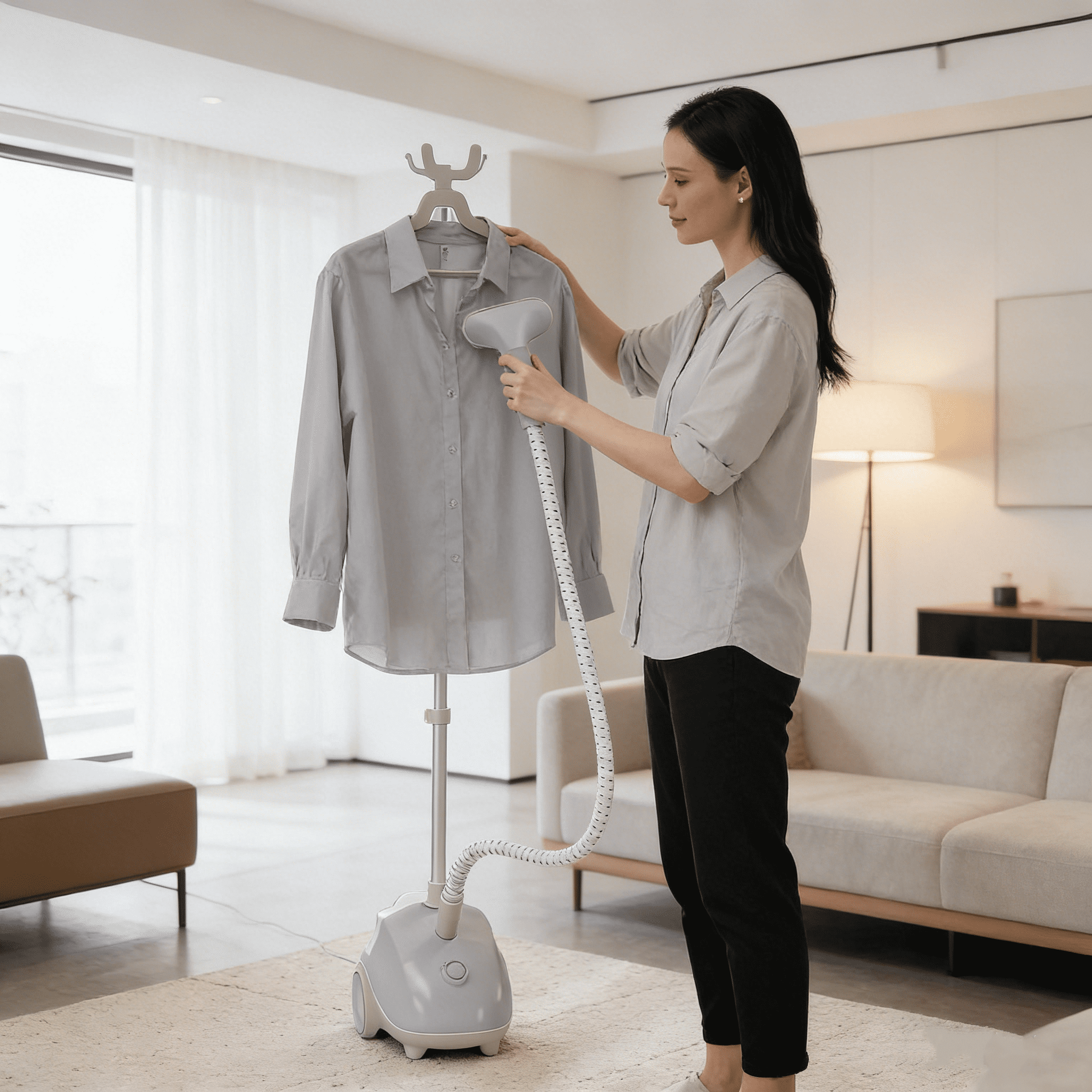 Garment Steamer for Clothes Standing, Heats in 45 Seconds with 1500W Power, 1.7L Water Tank for 55 Min Steaming, Includes Wheels for Easy Mobility, Standing Steamer Wrinkle Remover