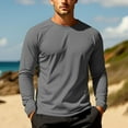 thumbnail image 5 of Goodtrade8 Sun Protection Winter Tops for Men Thin Athletic Crew Neck Long Sleeve Solid Color Dark Gray Shirts for Men, 5 of 9