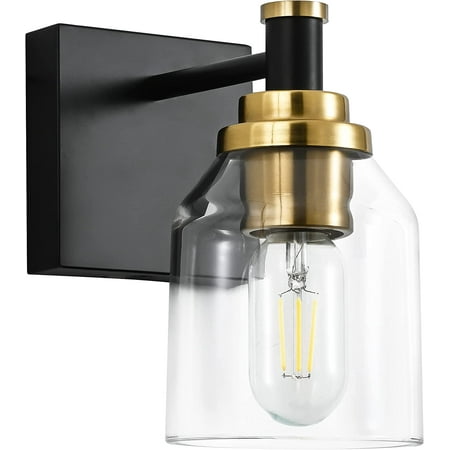 

DTLYH Black Bronze Bathroom Vanity Light Fixture Vintage Bathroom Fixture Over Mirror Thick Clear Glass 6 Lights
