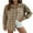 khaki, variant on FOCUSNORM Women Juniors Shacket Long Sleeve Loose Shirt, Plaid Blouse Single-breasted Tops