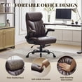 thumbnail image 3 of Ergonomic Swivel Computer Executive Chairs, Flip-up Armrests PU Leather Padded Office Chairs, with Adjustable Height, 500LBS, Coffee, 3 of 7