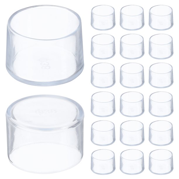 Uxcell 20 Pcs Protectores de Suelo de Silicona para Patas de Silla de 38 mm/1.5" Redondos, Tapas Antideslizantes para Patas de Silla para Pisos de Madera, Reduce Ruido y Rasguños, Transparente