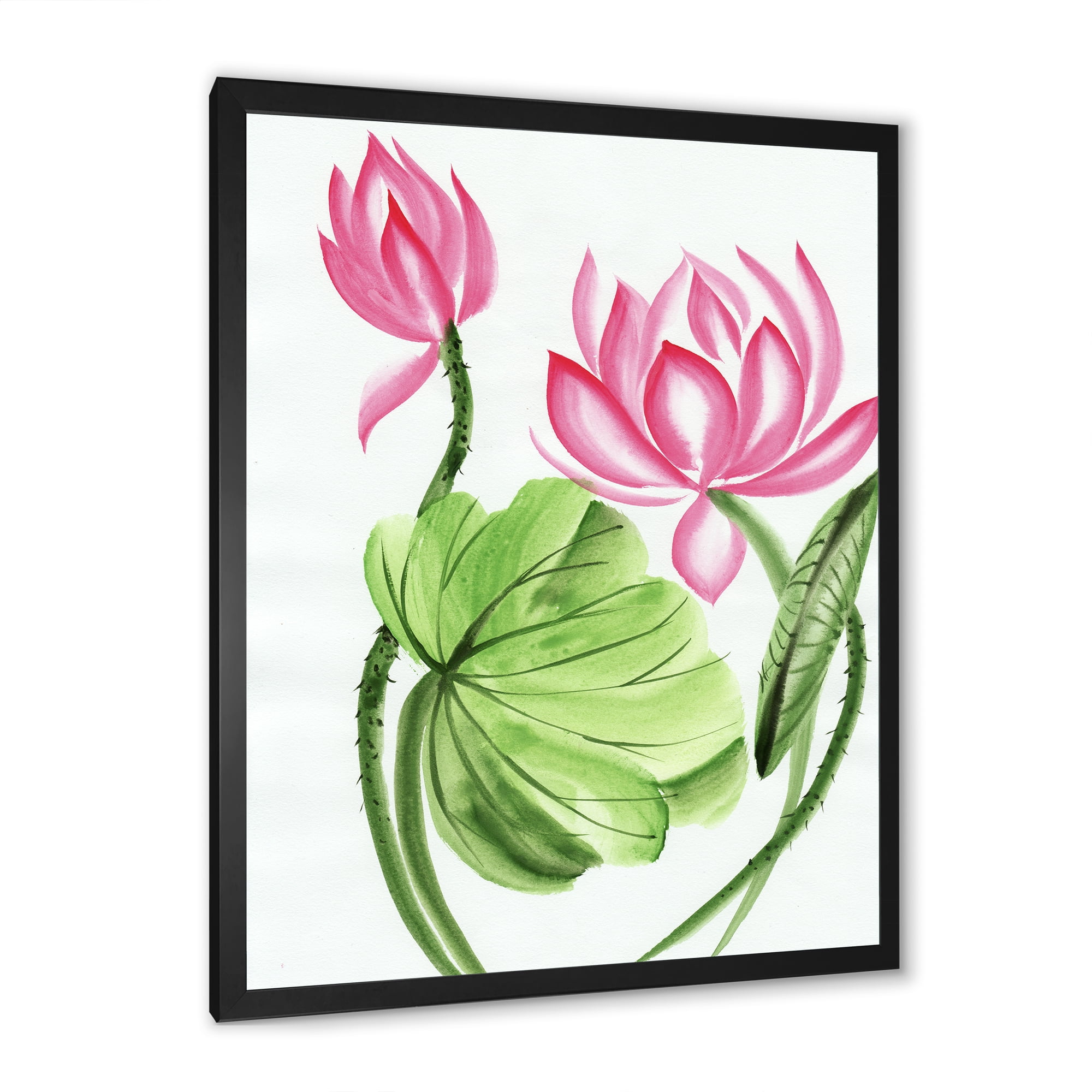 Designart 'The Dragonfly and Lotus II' Traditional Framed Art Print