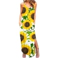 thumbnail image 2 of Robes Robe d'Été Mode Femmes Casual V-Cou Robes d'Impression d'Été Sans Manches Pull Robe Jaune L, 2 of 6