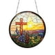 thumbnail image 2 of Atrapasueños de flores con vitral artificial | Arte mural de Cristo con versículo bíblico | Decoración religiosa para el hogar y regalo inspirador, 2 of 5