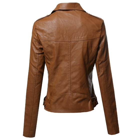 Fashionoutfit Women S Classic Faux Leather Biker Jacket Various Fabric Care Instructions Machine Wash Warm Do Not Bleach Iron Tumble Dry With Medium Heat