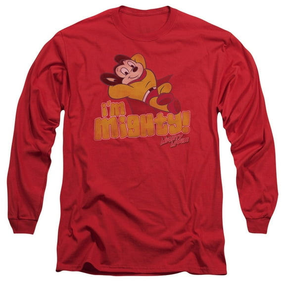 Mighty Mouse Im Mighty Long Sleeve Adult 18/1 T-Shirt Red