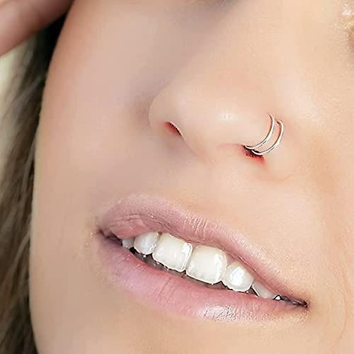 Double Hoop Nose Ring Spiral Nose Hoop 20 Gauge Thin Nose Piercings Stainless Steel Body Jewelry 0.8mm 8mm SEBNEEI Walmart