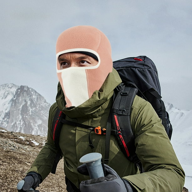 Lisbinx - Máscara de equitación cálida para exteriores de invierno, protección facial, protección para el cuello y la boca, capucha integrada, gorro de forro polar frío