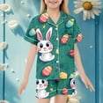 thumbnail image 2 of SXcggal One Girls' Print Short Sleeve Shorts Two Piece Pajama Set Basic Warm Kids Pajama Set, 2 of 4