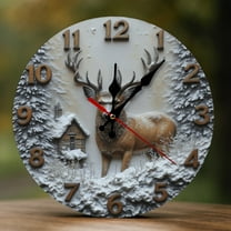Wall Clock Decorative - Rustic Brown Deer Print 2D Vintage Wall Clocks Battery Operated Silent Non-Ticking for Bedroom, Living Room, Kitchen, Office, Classroom, 10 Inch