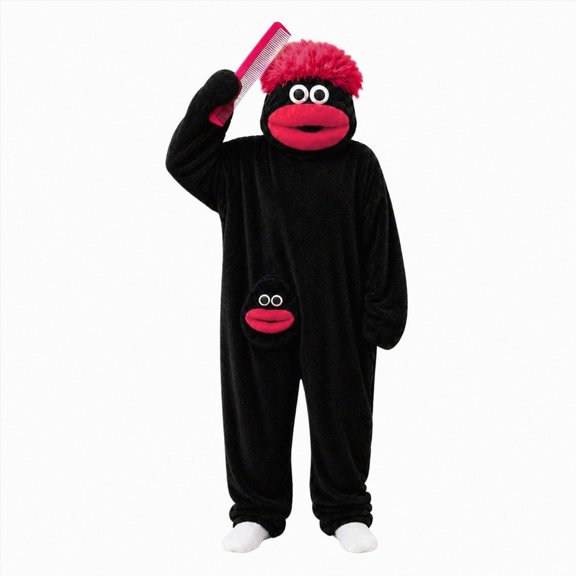 felwors Silly Frog Onesie Pajamas for Boys and Girls – Soft Plush Cosplay Jumpsuit with Comb, Unisex Cozy Loungewear for Sleepovers & Relaxation(Red,8-10 Years)