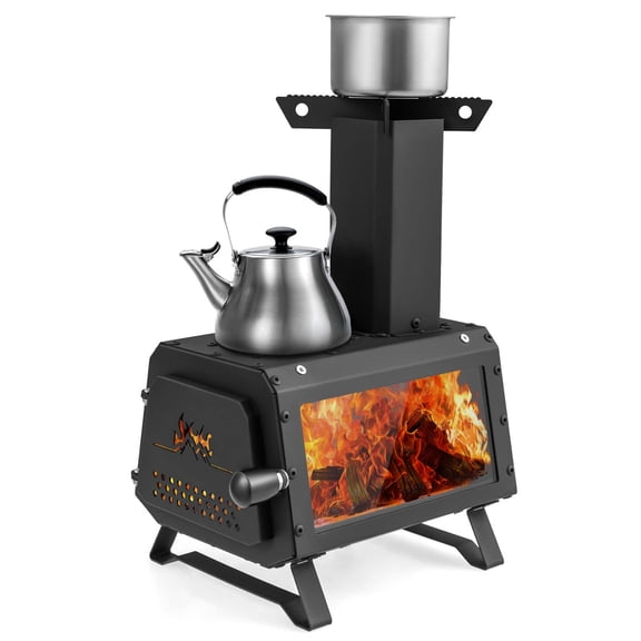Costway Portable Wood Camping Stove with 2 Cooking Positions