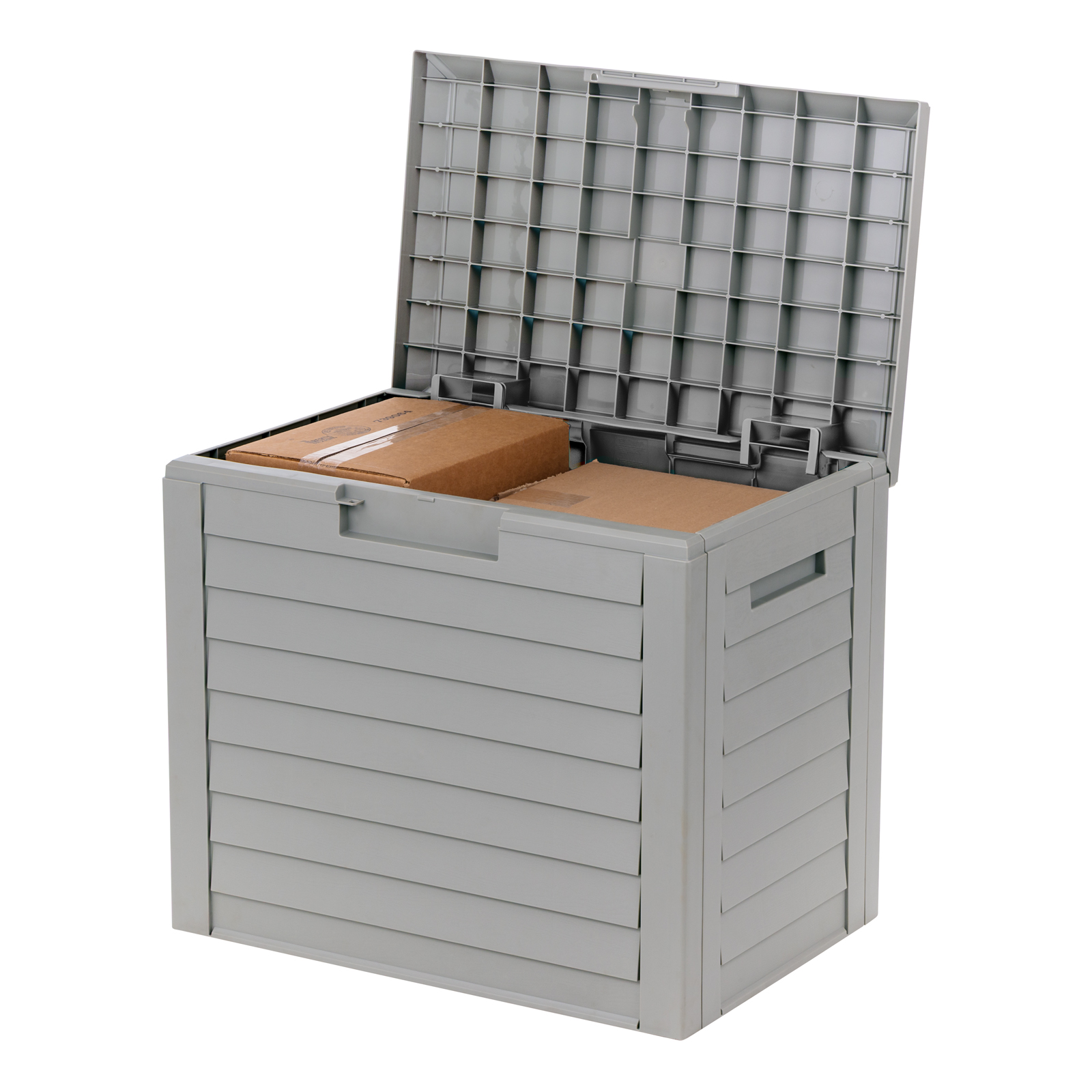 IRIS, 35 Gallon Outdoor Deck Delivery Storage Box, Waterproof Resin Durable Stylish Design, Gray