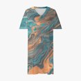 thumbnail image 4 of Pisexur Robes d'Été pour Femmes Mode Multicolore à Imprimé Floral Robe Soleil Décontractée Ample à Col en V à Manches Courtes Robes T-Shirt Fluides Surdimensionnées Robe Soleil avec Poches Grande Taille Robe Midi G-5TG, 4 of 5